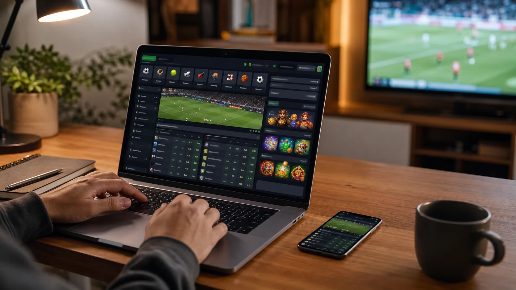 Plataforma csgoroll em notebook e celular com apostas esportivas e cassino online
